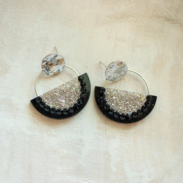 Selene Earrings Black & Silver