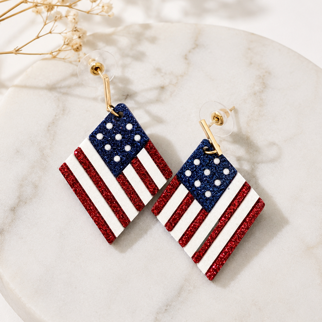 American Flag earrings in diamond shape