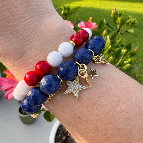 Alternate view of the Liberty Glow Wrap Bracelet in red, white and blue