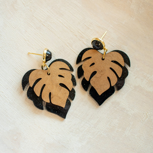 Midnight Monstera Earrings