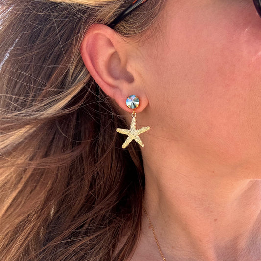 Crystal Starfish Earrings
